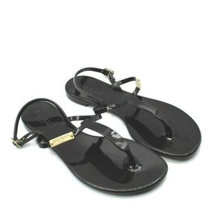 Balmain Black Jelly Sandal Logo Plate Gold 40